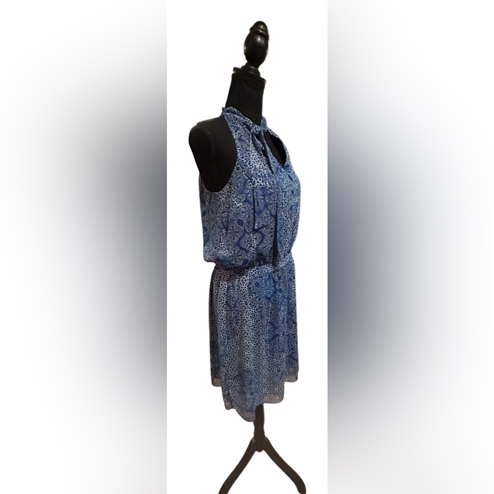 💙 BANANA REPUBLIC! STUNNING SLEEVELESS CHIFFON HALTER DRESS! TIE NECK! 💙 - Picture 8 of 16